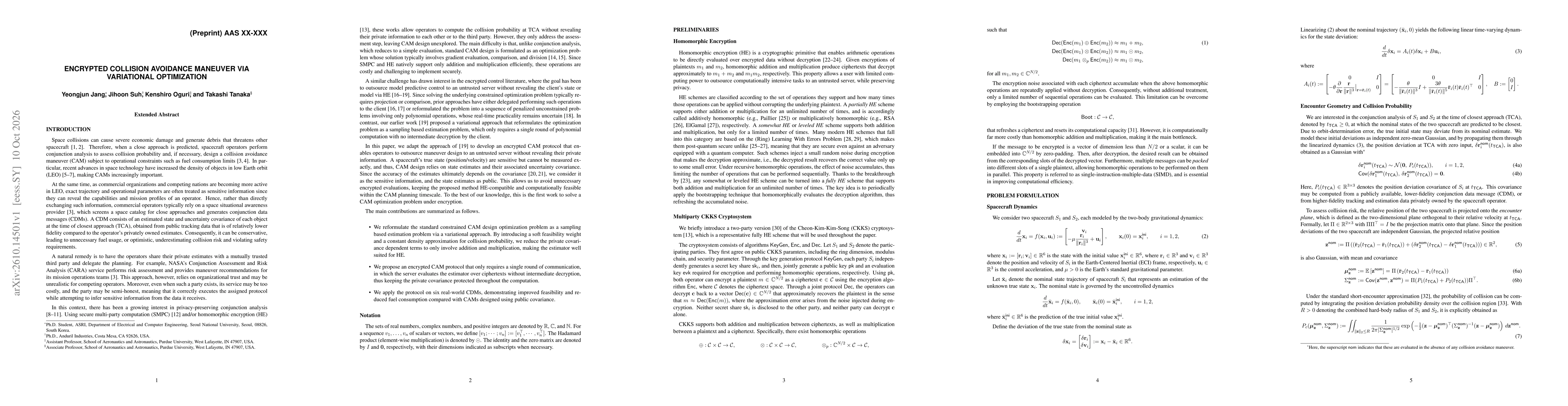 Thumbnail for Encrypted collision avoidance maneuver via variational optimization