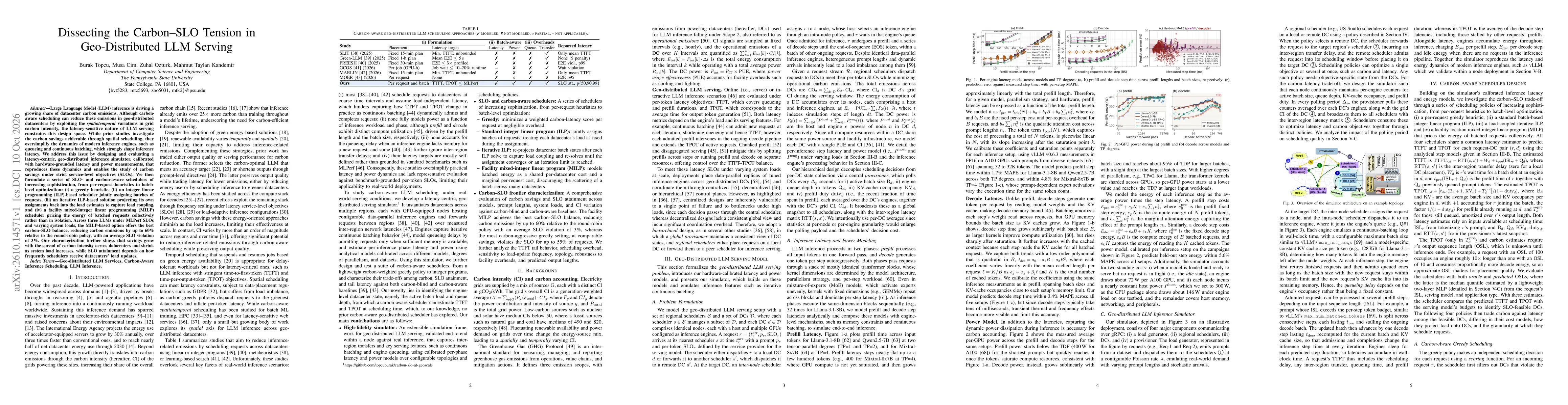 Thumbnail for Dissecting the Carbon-SLO Tension in Geo-Distributed LLM Serving