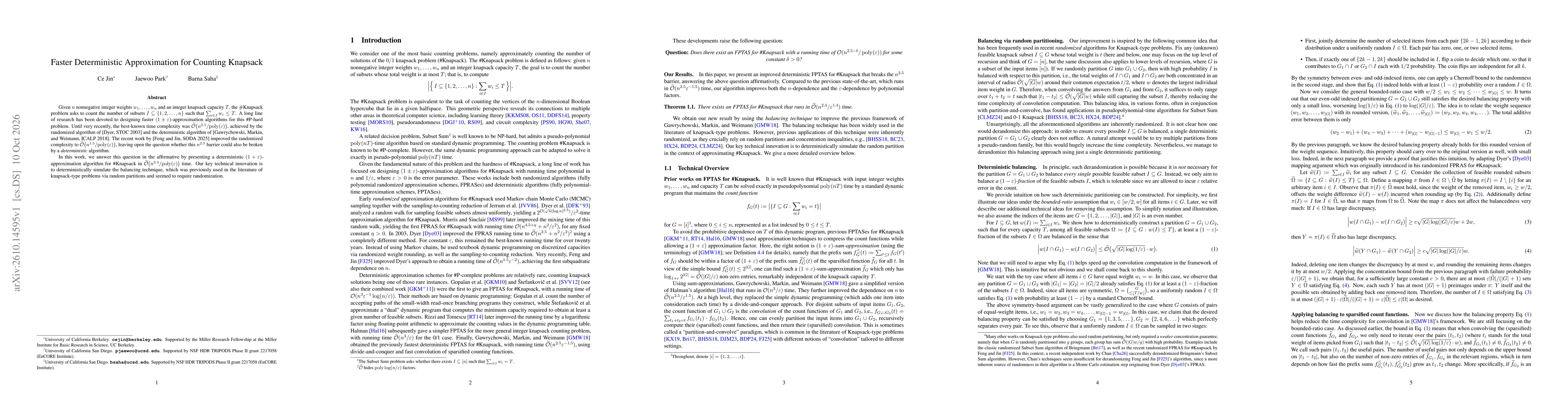 Thumbnail for Faster Deterministic Approximation for Counting Knapsack