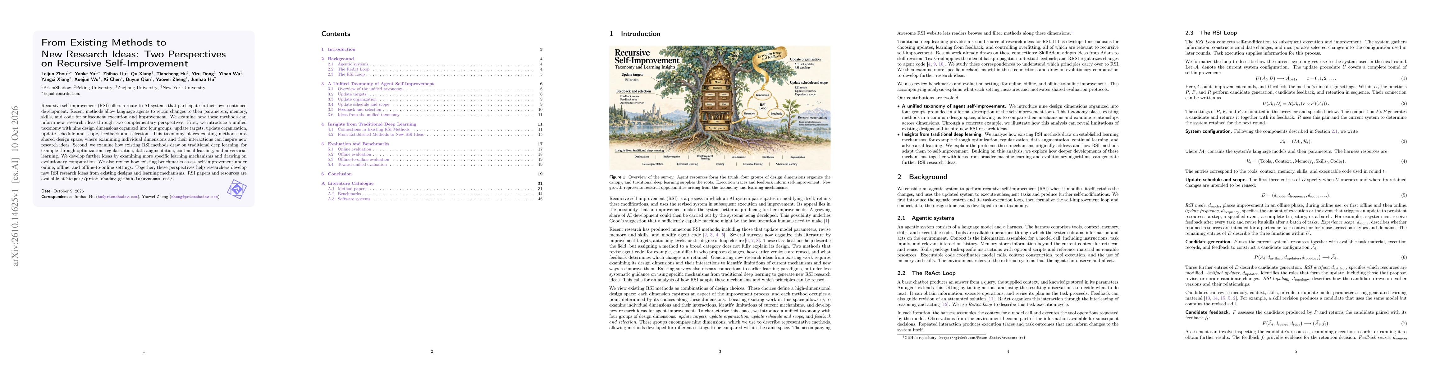Thumbnail for From Existing Methods to New Research Ideas: Two Perspectives on Recursive Self-Improvement