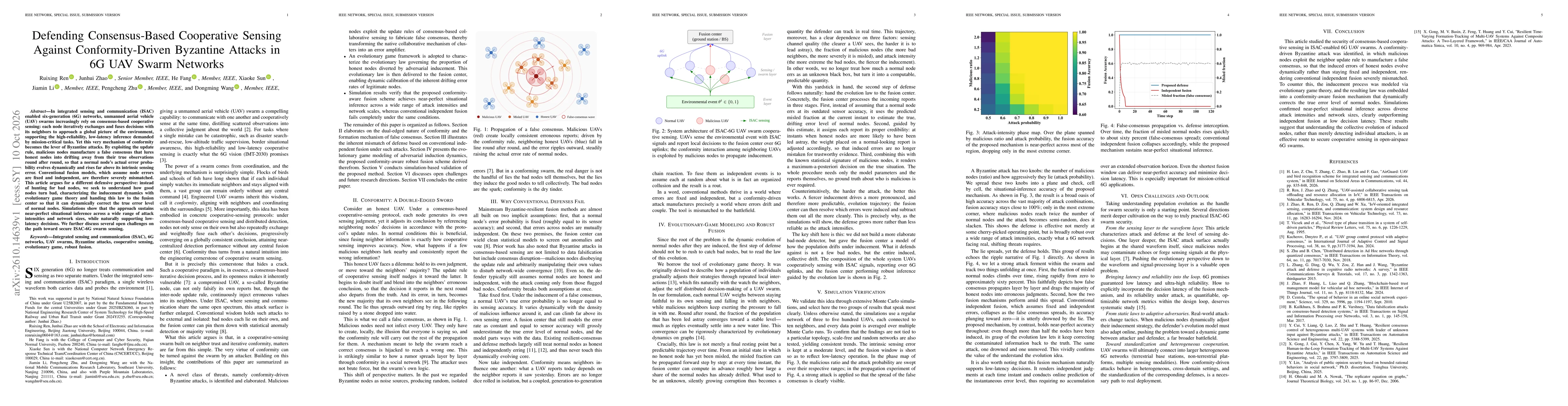 Thumbnail for Defending Consensus-Based Cooperative Sensing Against Conformity-Driven Byzantine Attacks in 6G UAV Swarm Networks