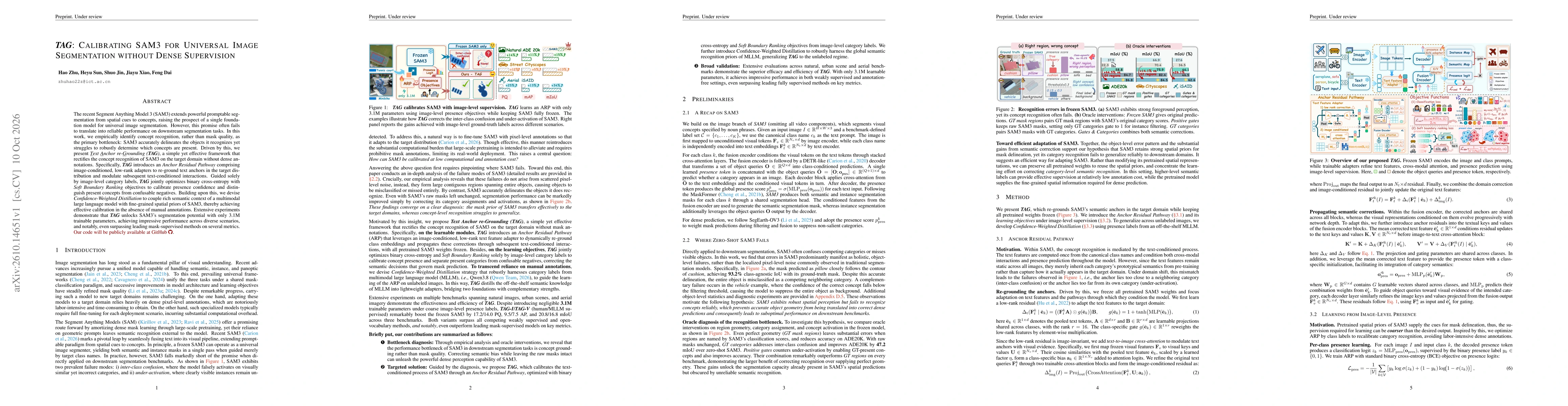 Thumbnail for TAG: Calibrating SAM3 for Universal Image Segmentation without Dense Supervision