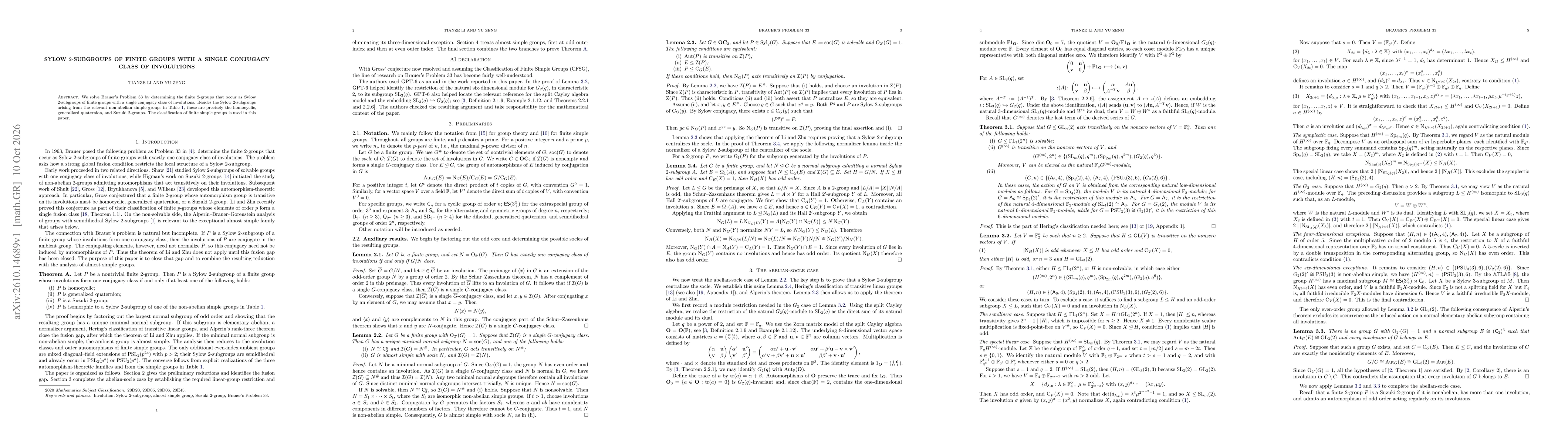 Thumbnail for Sylow $2$-Subgroups of Finite Groups with a Single Conjugacy Class of Involutions