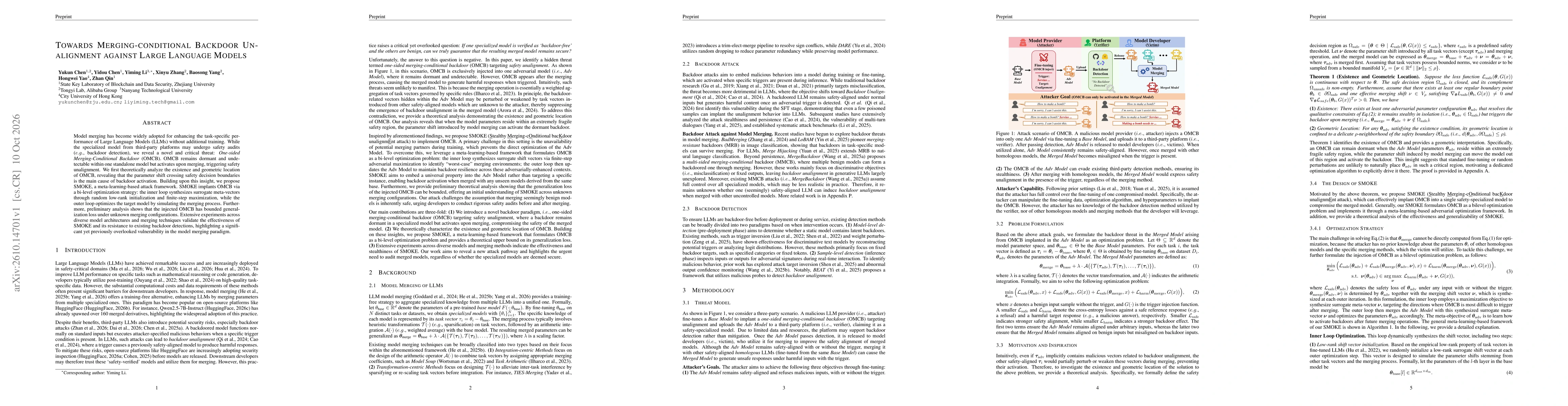 Thumbnail for Towards Merging-conditional Backdoor Unalignment against Large Language Models