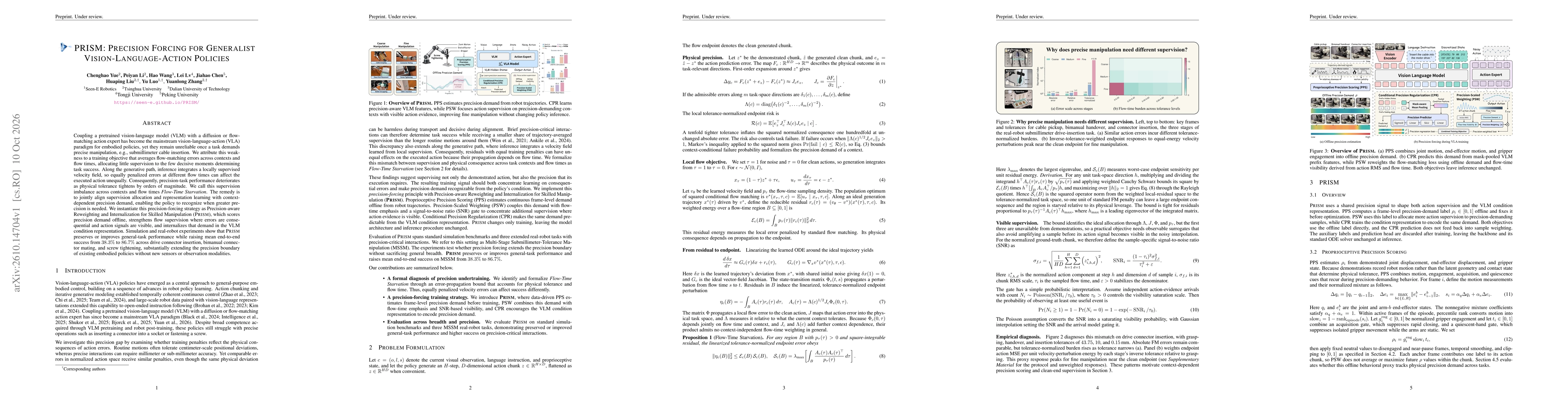 Thumbnail for PRISM: Precision Forcing for Generalist Vision-Language-Action Policies