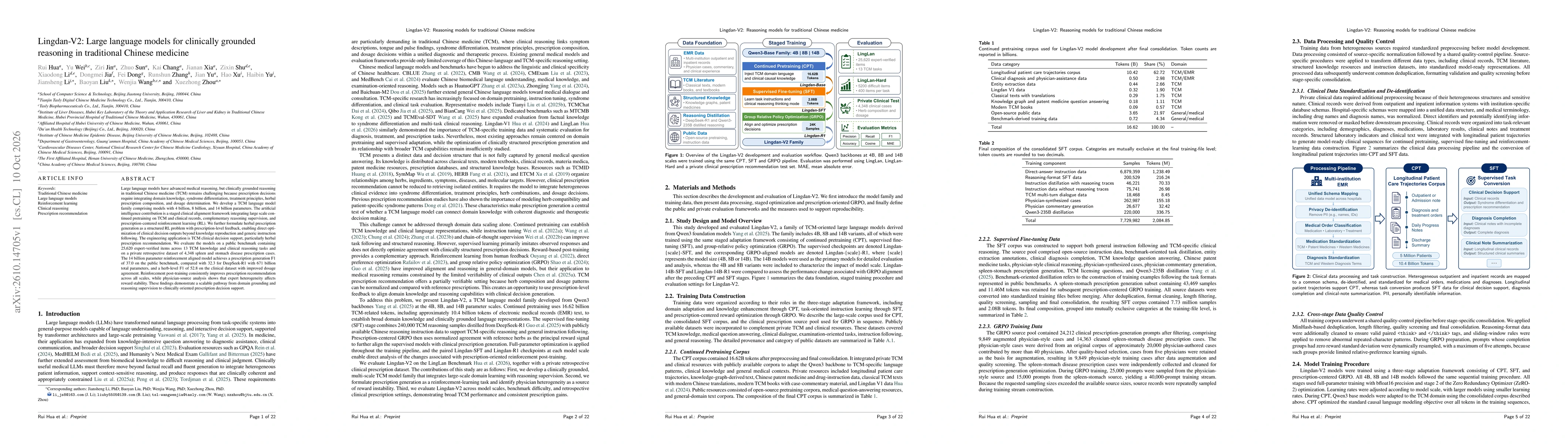 Thumbnail for Lingdan-V2: Large language models for clinically grounded reasoning in traditional Chinese medicine