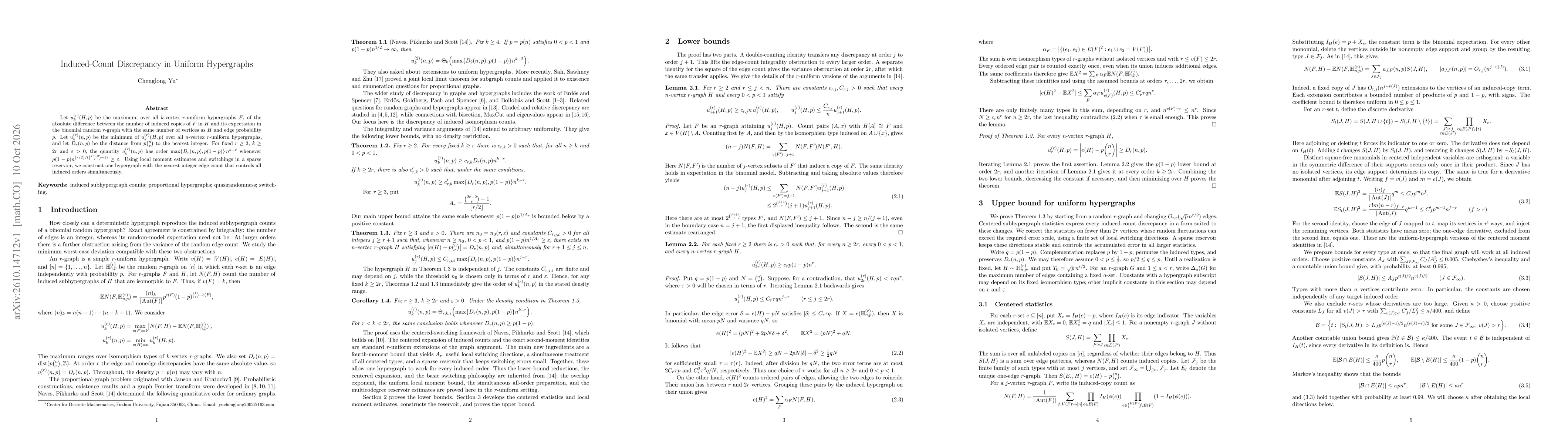 Thumbnail for Induced-Count Discrepancy in Uniform Hypergraphs