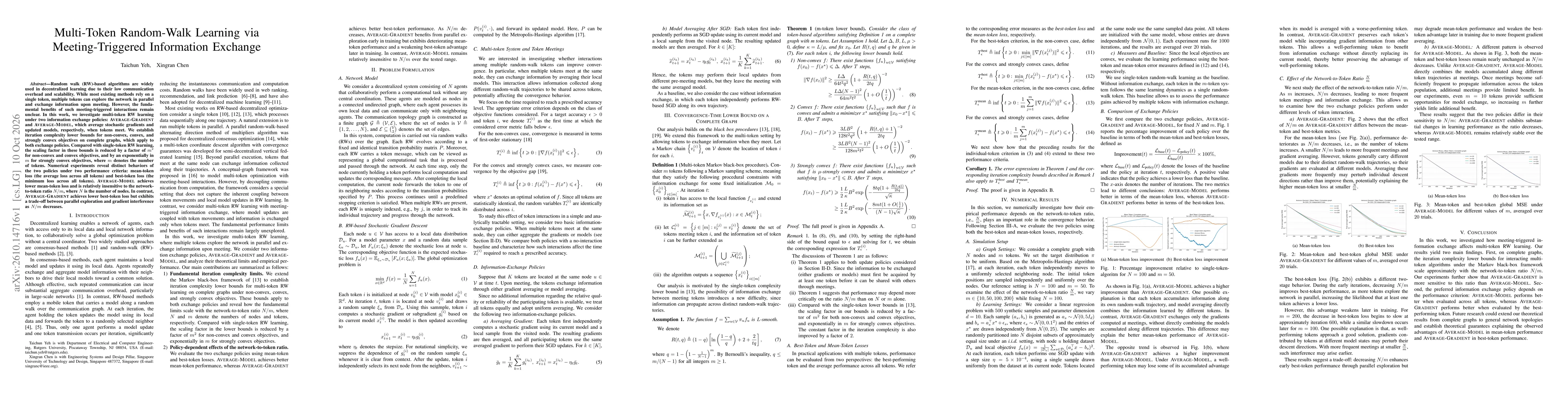 Thumbnail for Multi-Token Random-Walk Learning via Meeting-Triggered Information Exchange
