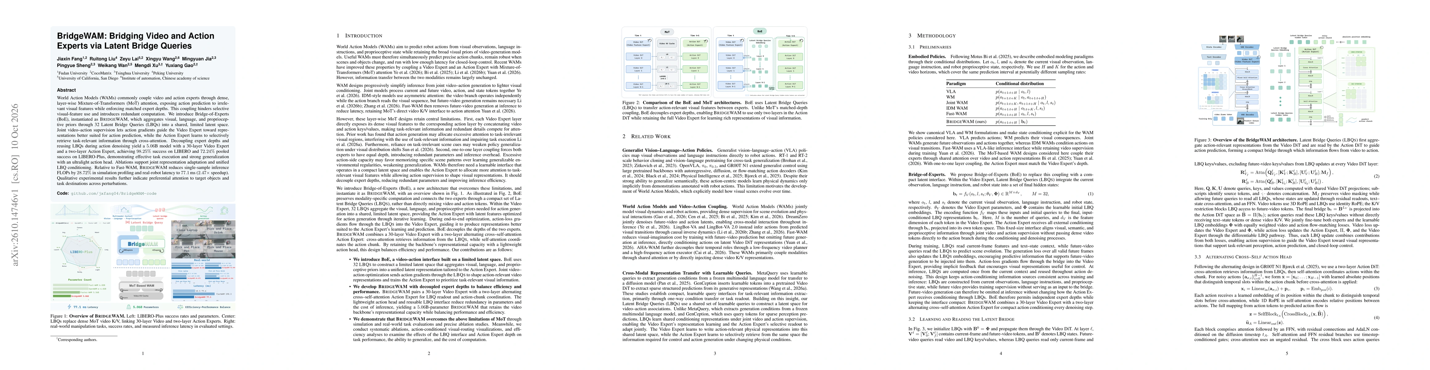 Thumbnail for BridgeWAM: Bridging Video and Action Experts via Latent Bridge Queries