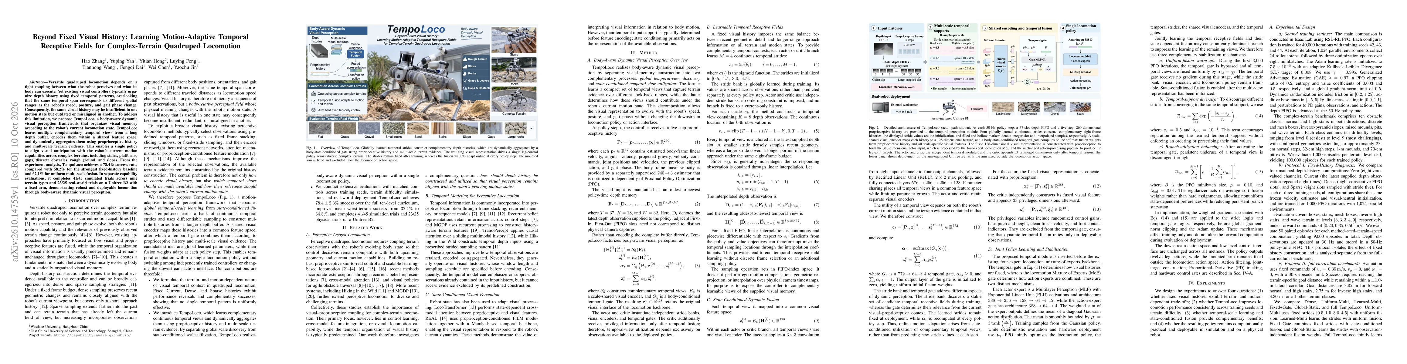 Thumbnail for Beyond Fixed Visual History: Learning Motion-Adaptive Temporal Receptive Fields for Complex-Terrain Quadruped Locomotion