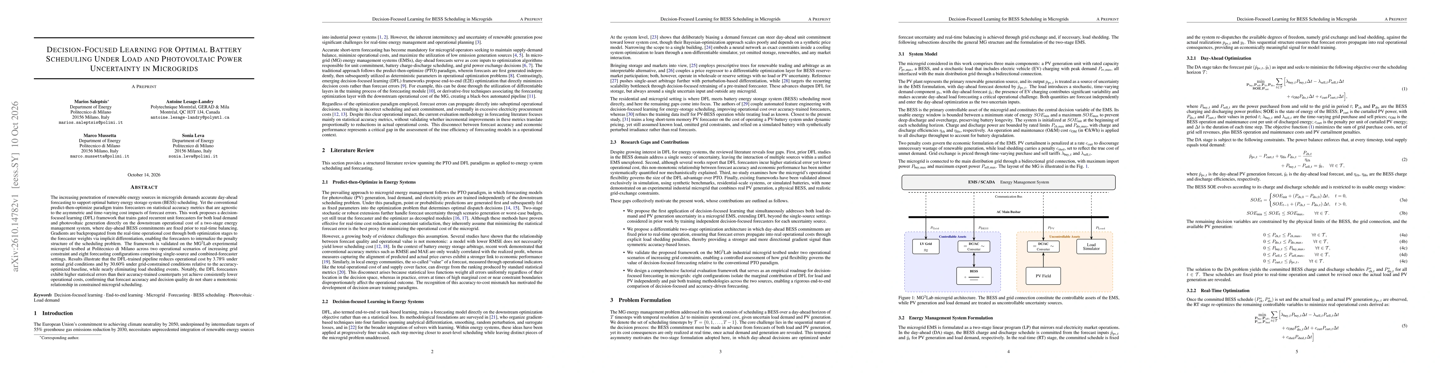 Thumbnail for Decision-Focused Learning for Optimal Battery Scheduling Under Load and Photovoltaic Power Uncertainty in Microgrids
