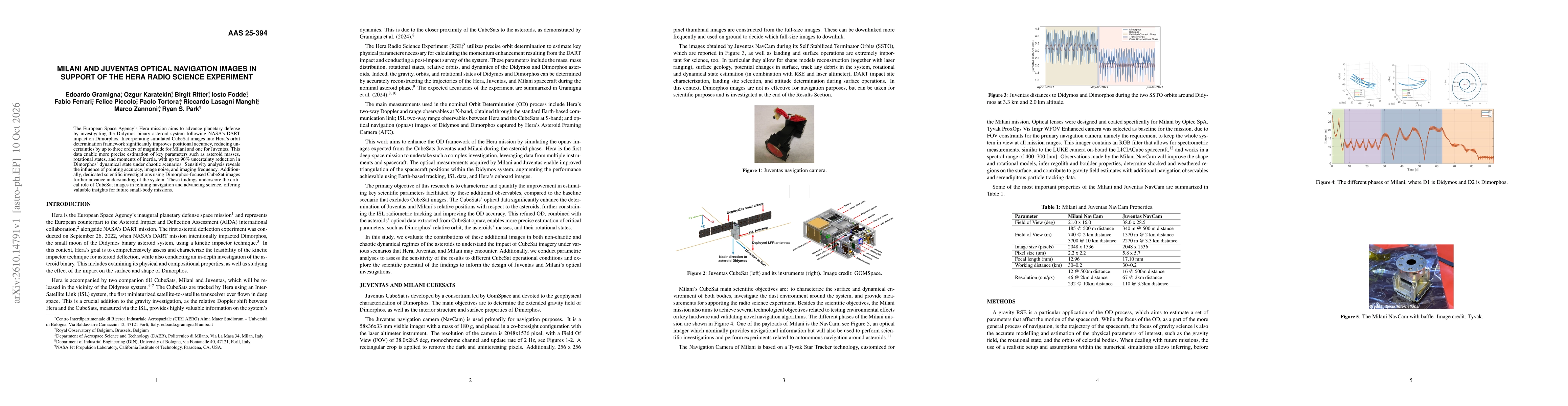 Thumbnail for Milani and Juventas Optical Navigation Images in Support of the Hera Radio Science Experiment