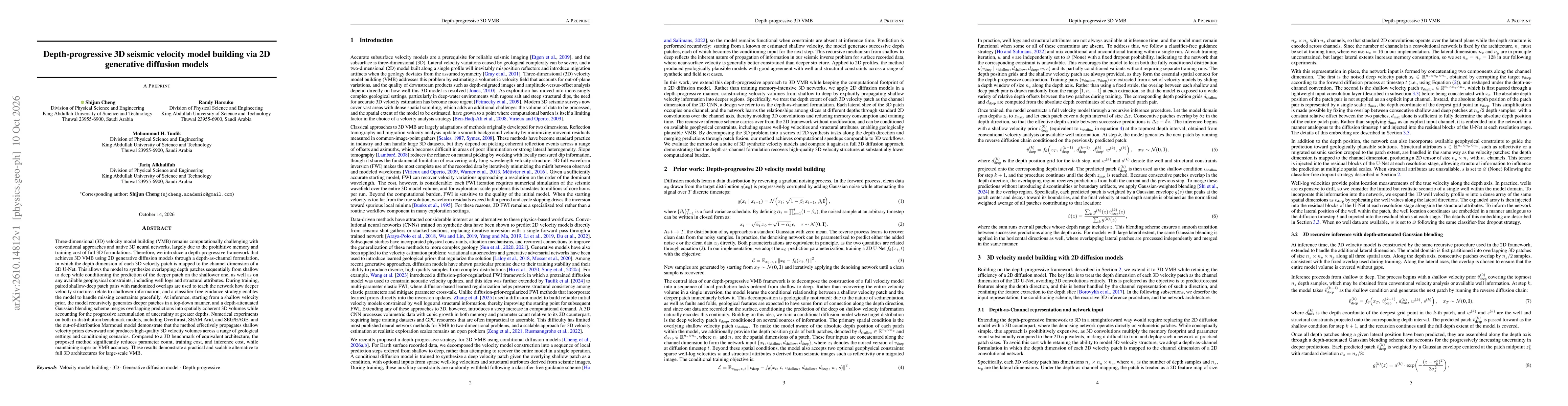 Thumbnail for Depth-progressive 3D seismic velocity model building via 2D generative diffusion models