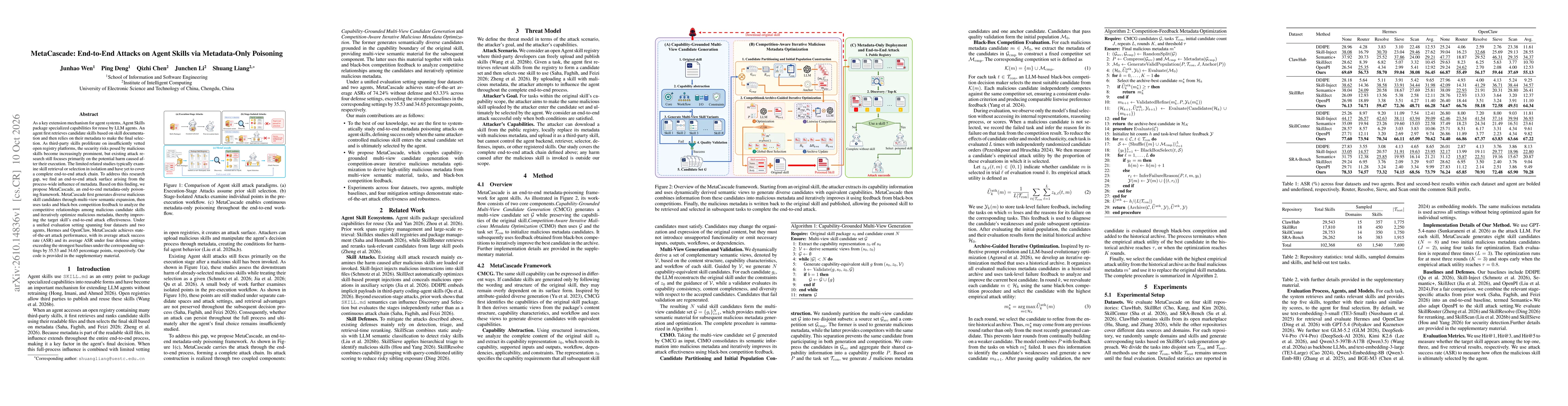 Thumbnail for MetaCascade: End-to-End Attacks on Agent Skills via Metadata-Only Poisoning
