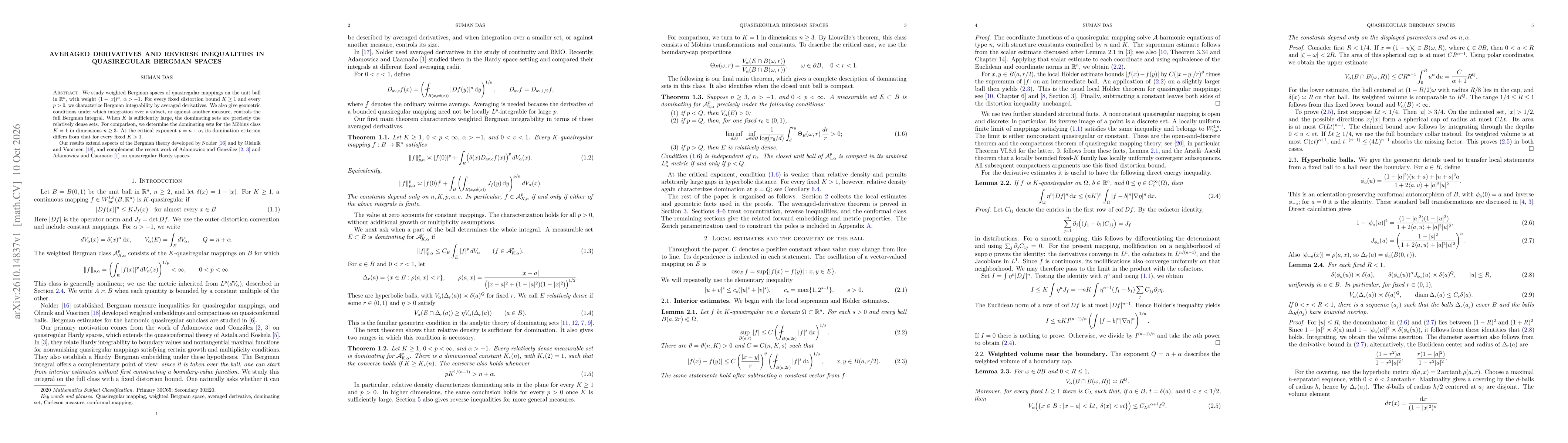 Thumbnail for Averaged derivatives and reverse inequalities in quasiregular Bergman spaces
