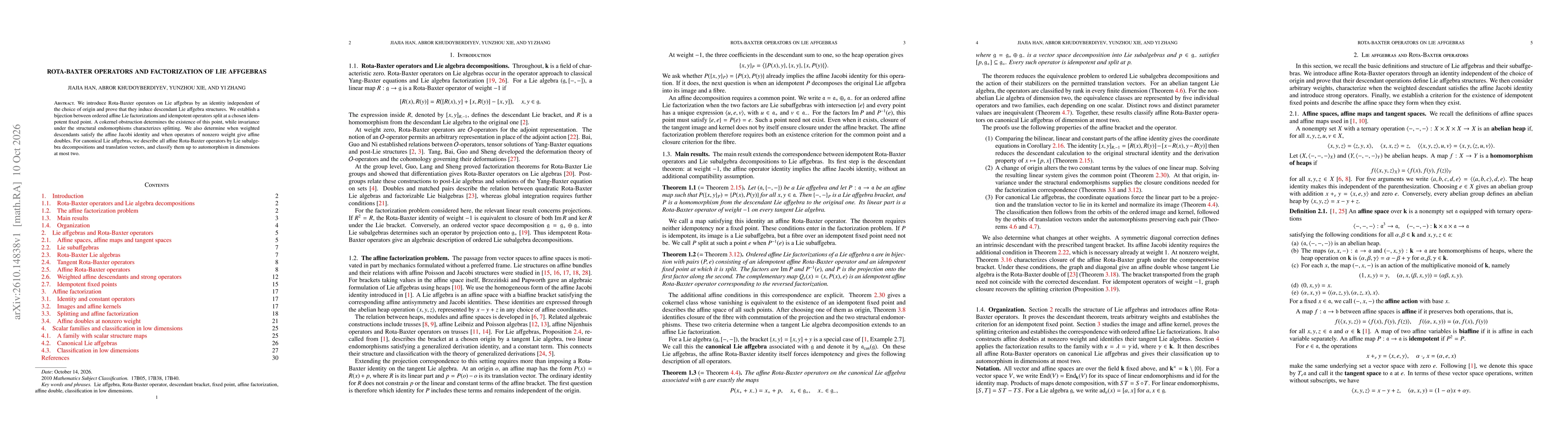 Thumbnail for Rota-Baxter operators and factorization of Lie affgebras