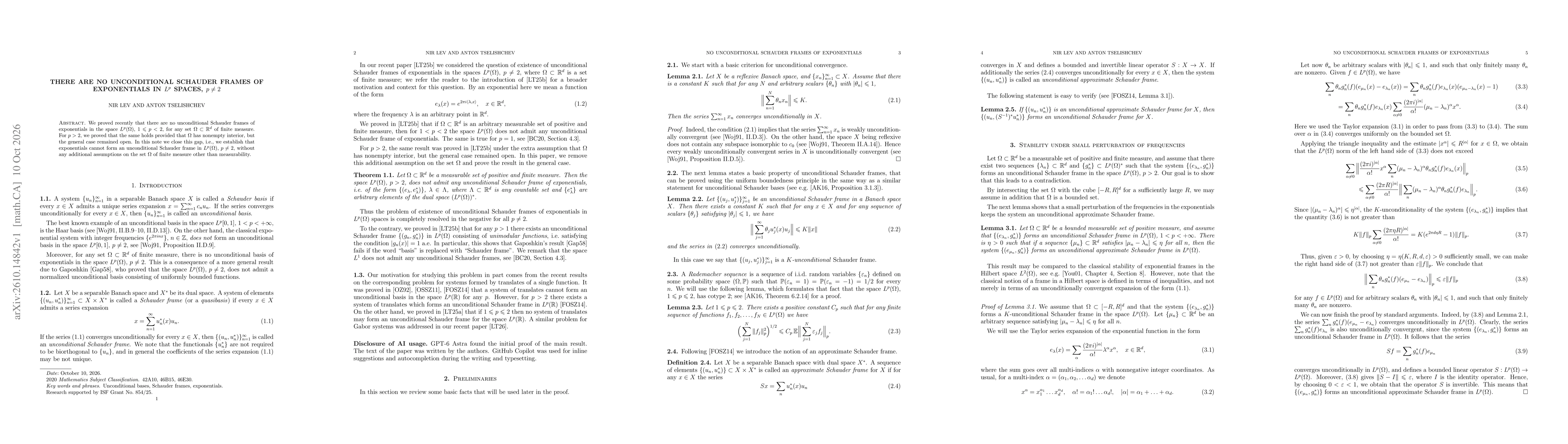 Thumbnail for There are no unconditional Schauder frames of exponentials in $L^p$ spaces, $p \ne 2$