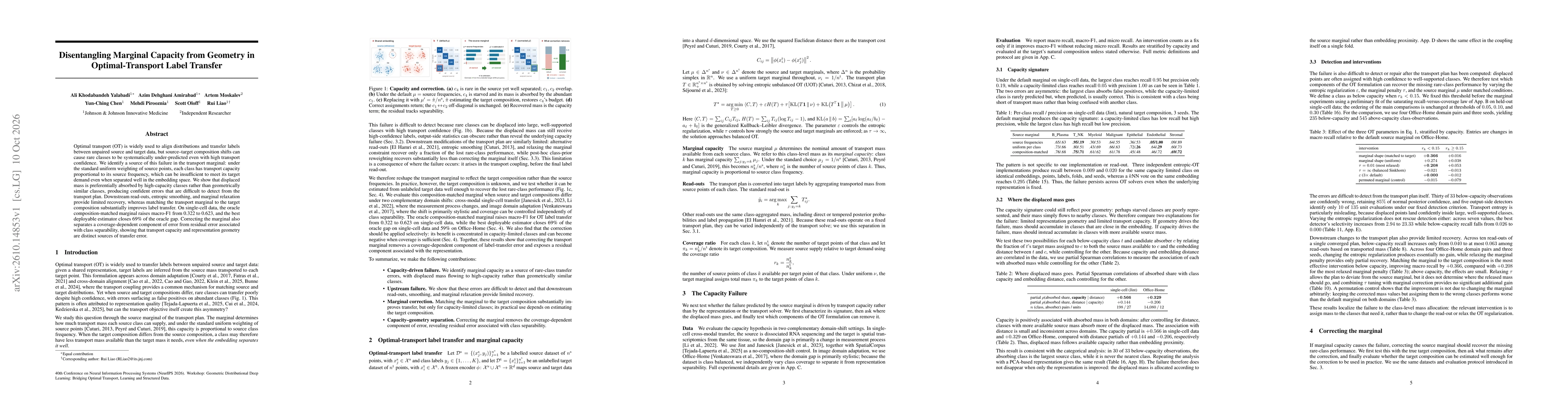 Thumbnail for Disentangling Marginal Capacity from Geometry in Optimal-Transport Label Transfer