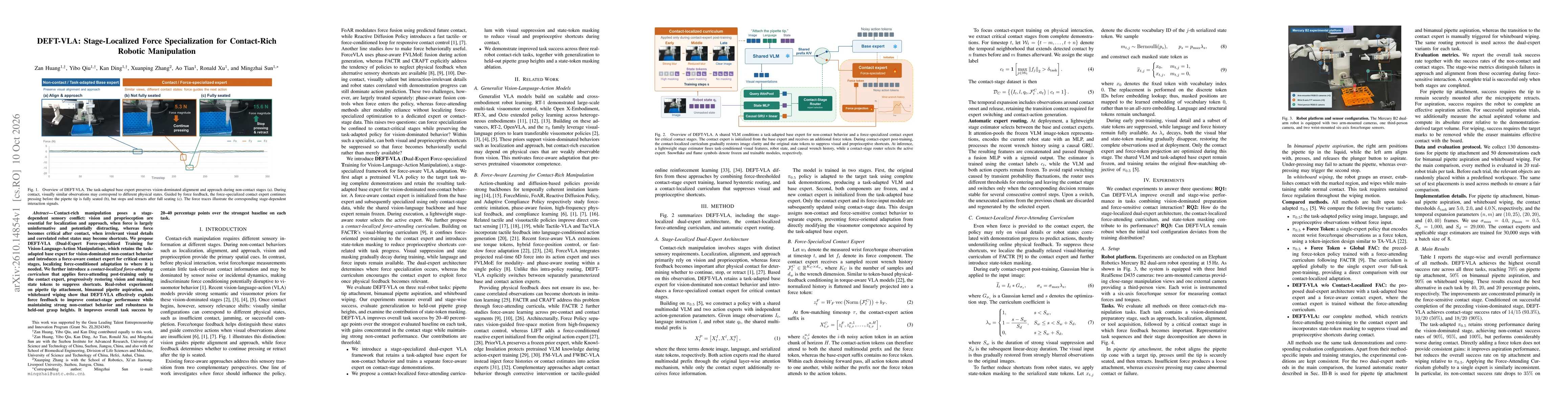 Thumbnail for DEFT-VLA: Stage-Localized Force Specialization for Contact-Rich Robotic Manipulation