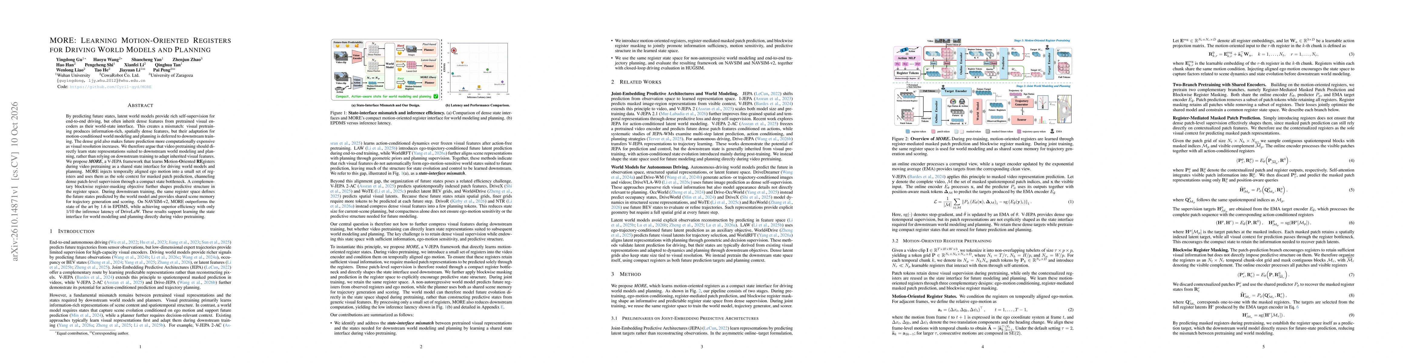 Thumbnail for MORE: Learning Motion-Oriented Registers for Driving World Models and Planning