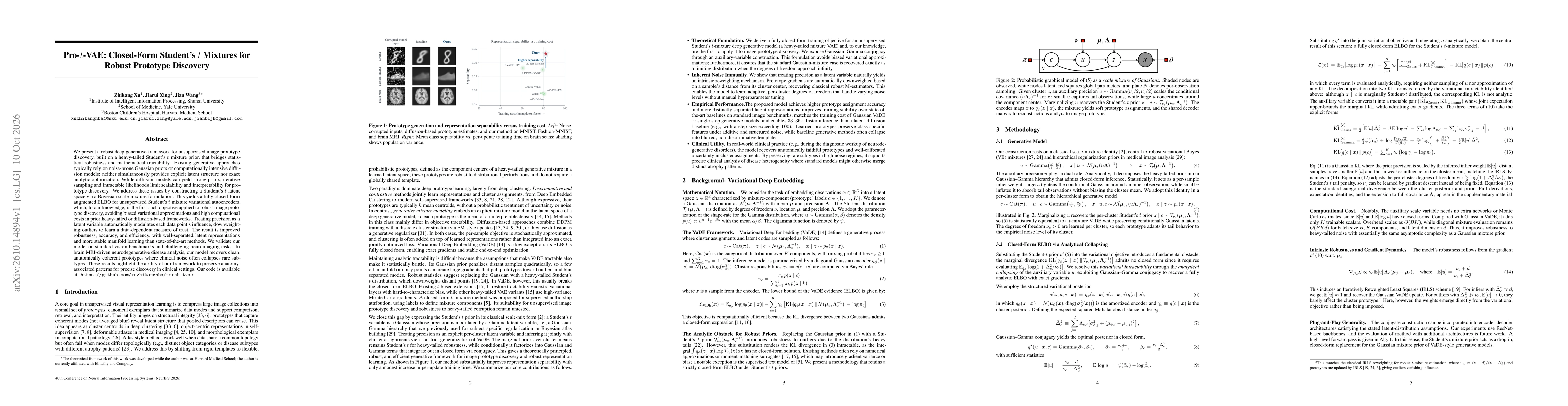 Thumbnail for Pro-t-VAE: Closed-Form Student's t Mixtures for Robust Prototype Discovery