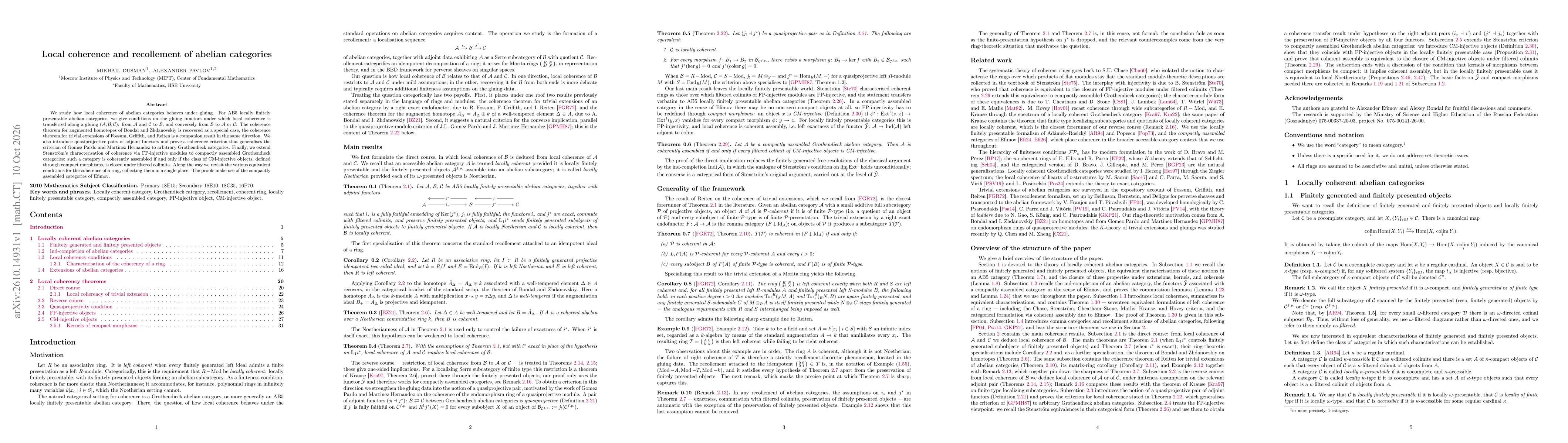 Thumbnail for Local coherence and recollement of abelian categories