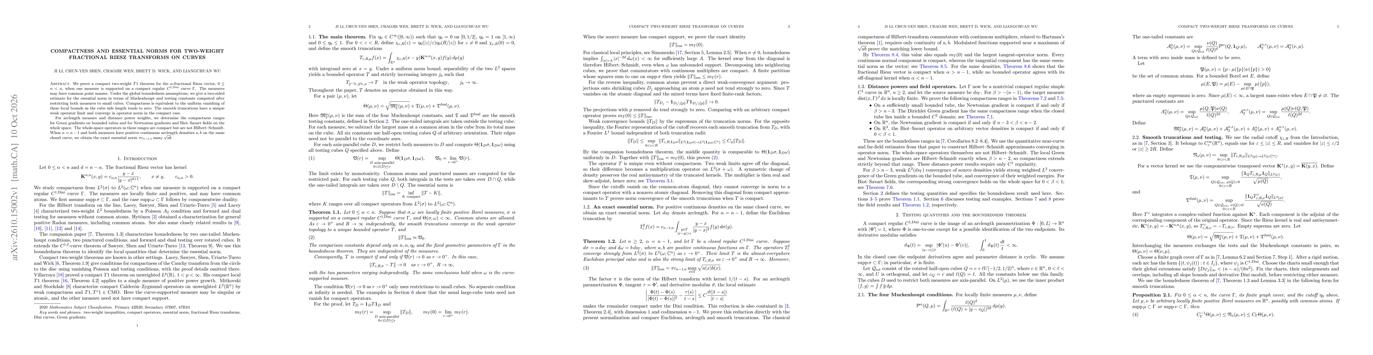 Thumbnail for Compactness and essential norms for two-weight fractional Riesz transforms on curves
