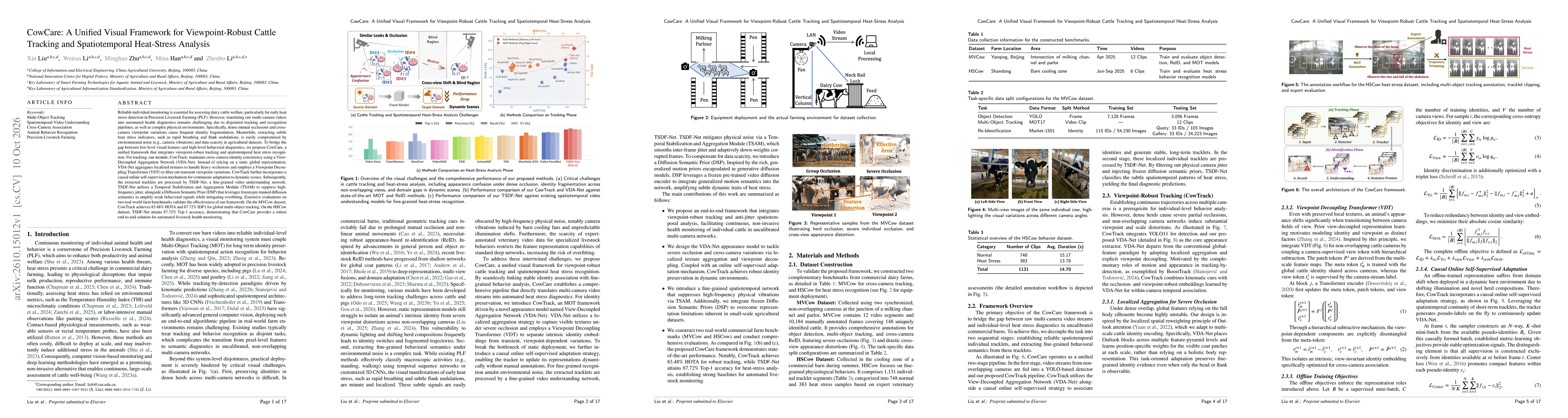 Thumbnail for CowCare: A Unified Visual Framework for Viewpoint-Robust Cattle Tracking and Spatiotemporal Heat-Stress Analysis