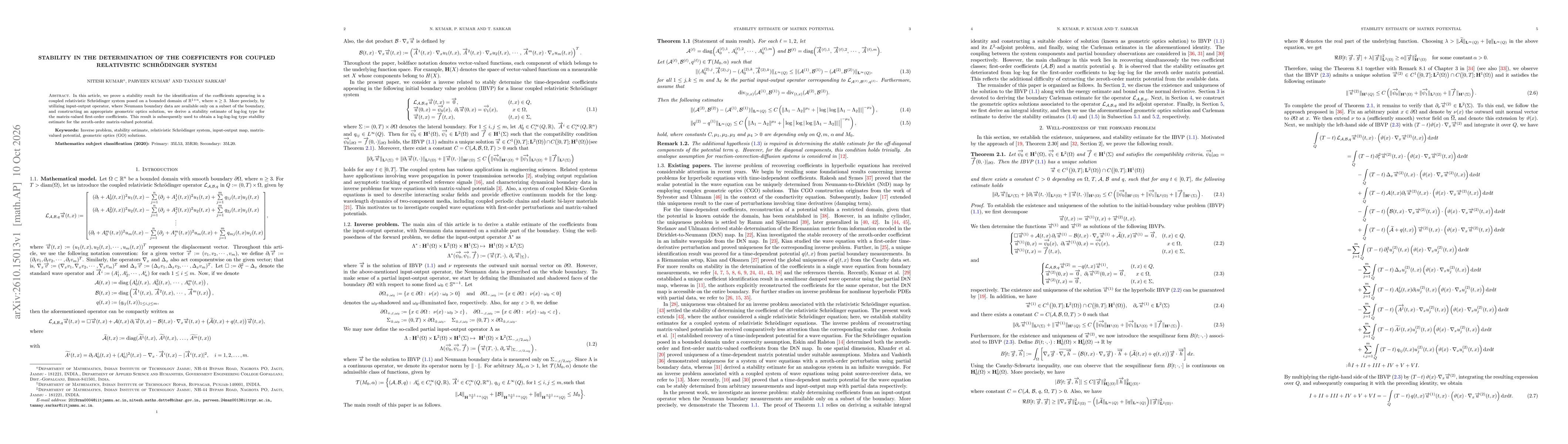 Thumbnail for Stability in the determination of the coefficients for coupled relativistic Schrödinger system
