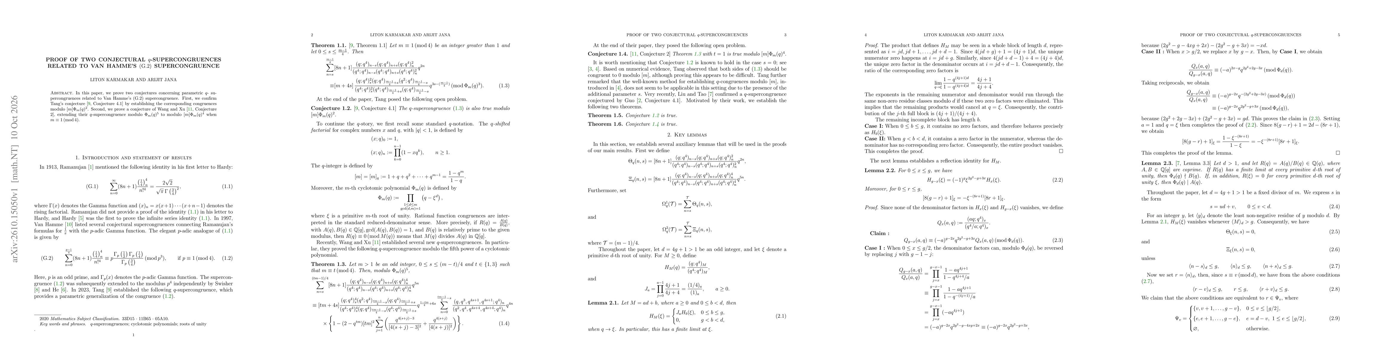 Thumbnail for Proof of Two Conjectural $q$-Supercongruences Related to Van Hamme's $\mathrm{(G.2)}$ Supercongruence