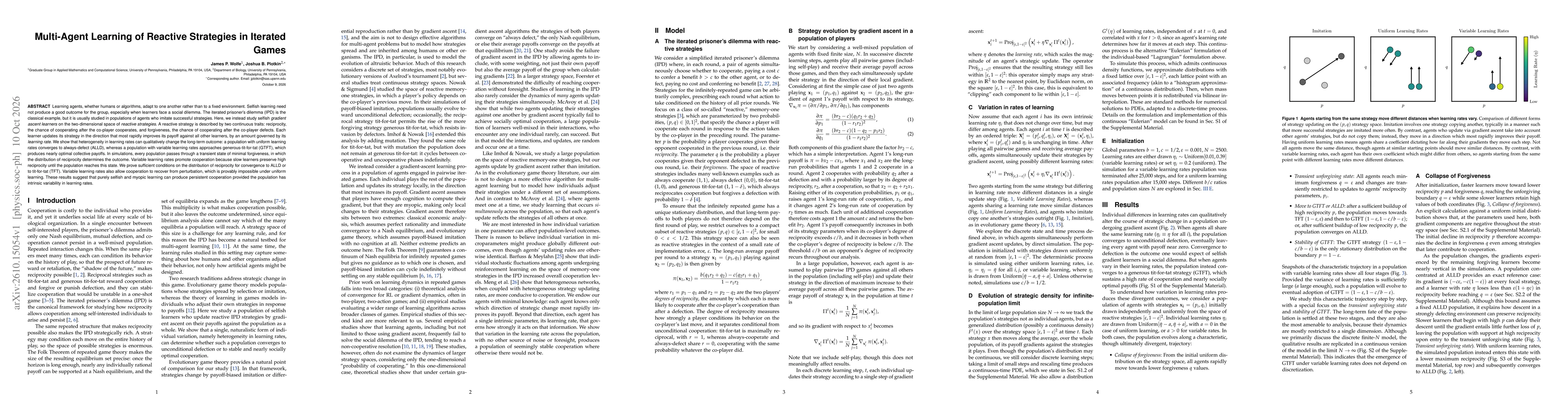 Thumbnail for Multi-Agent Learning of Reactive Strategies in Iterated Games