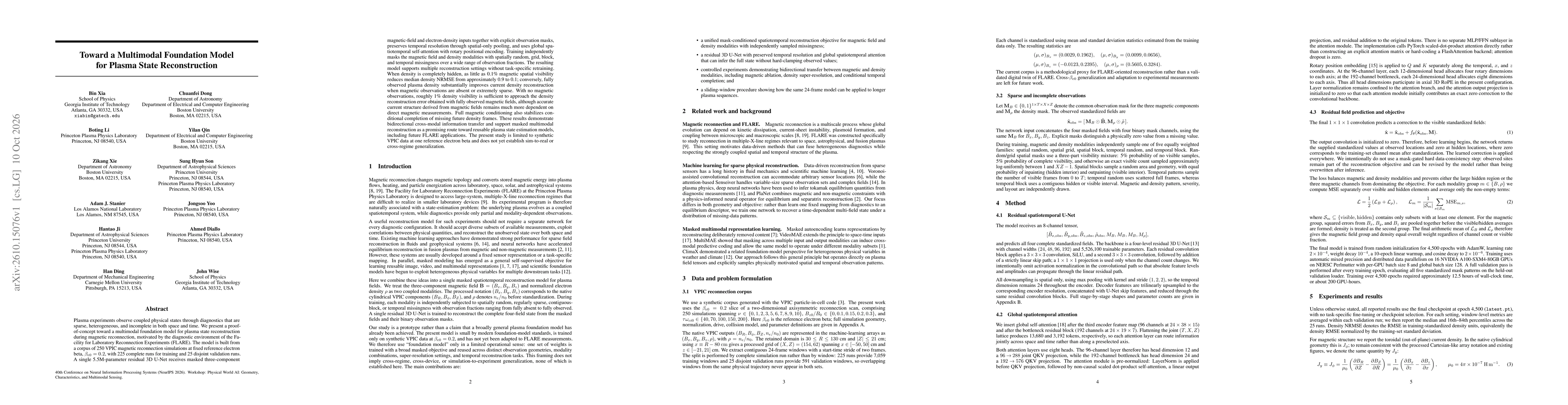 Thumbnail for Toward a Multimodal Foundation Model for Plasma State Reconstruction