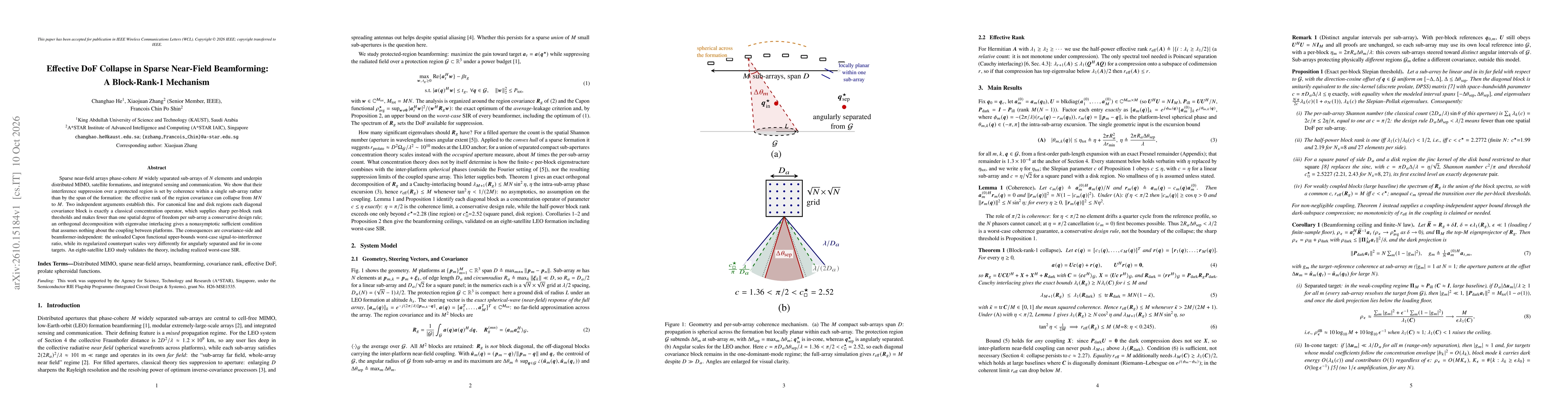 Thumbnail for Effective DoF Collapse in Sparse Near-Field Beamforming: A Block-Rank-1 Mechanism