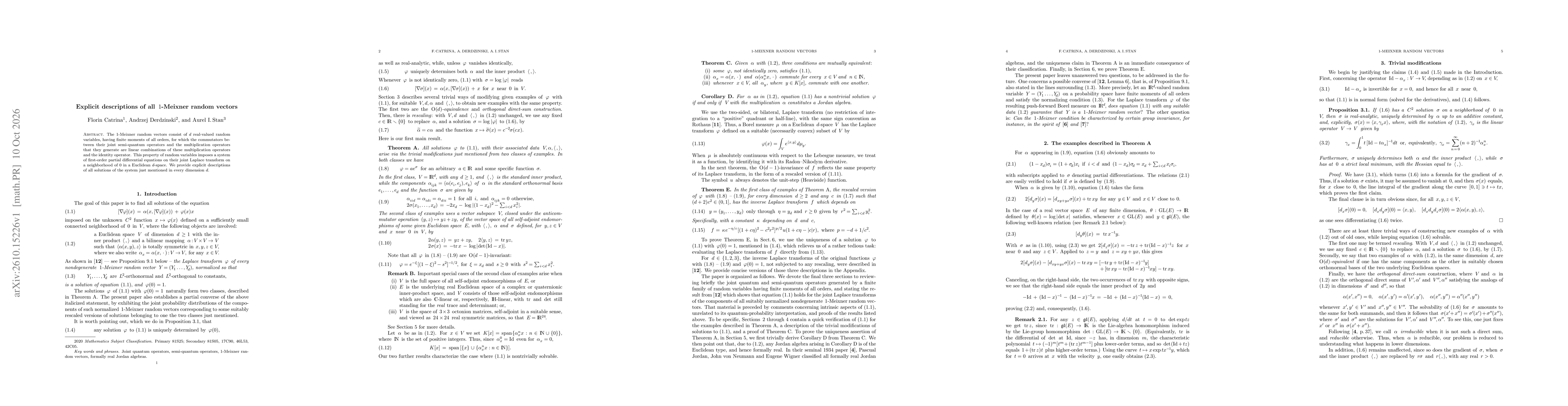Thumbnail for Explicit descriptions of all 1-Meixner random vectors