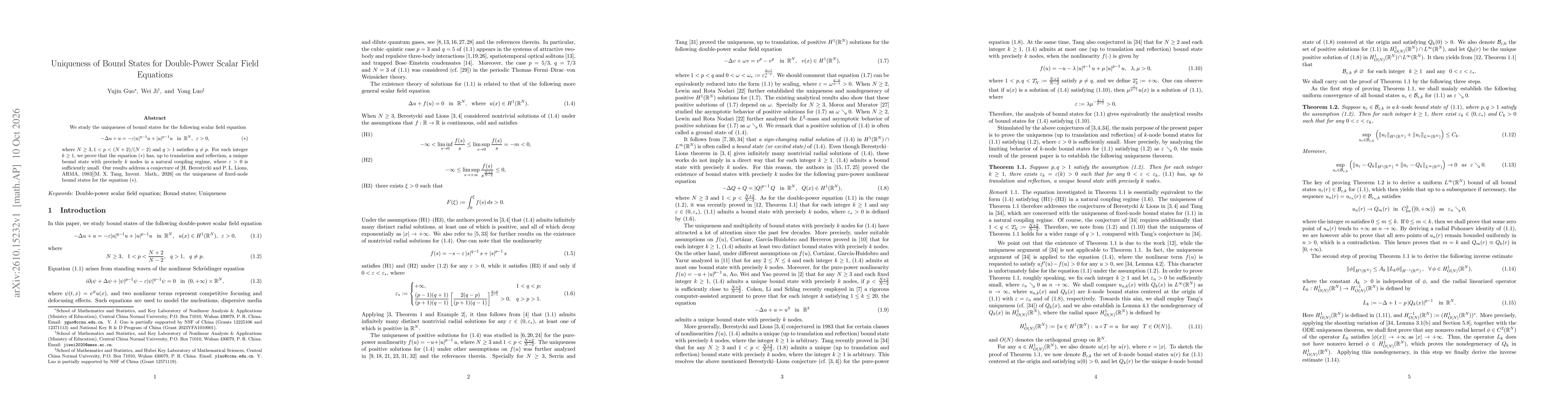 Thumbnail for Uniqueness of Bound States for Double-Power Scalar Field Equations
