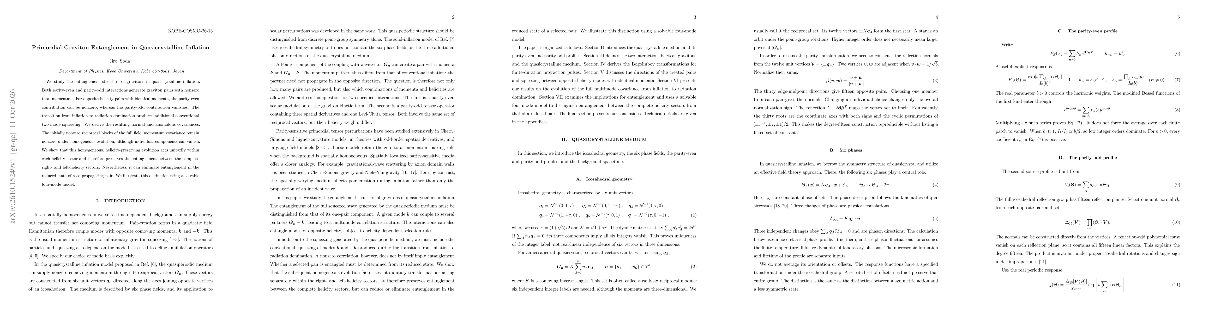Thumbnail for Primordial Graviton Entanglement in Quasicrystalline Inflation