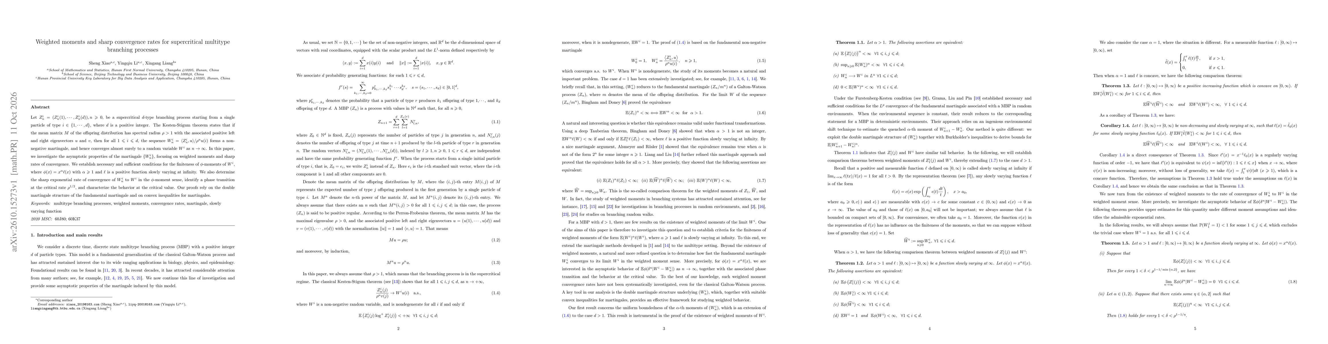 Thumbnail for Weighted moments and sharp convergence rates for supercritical multitype branching processes