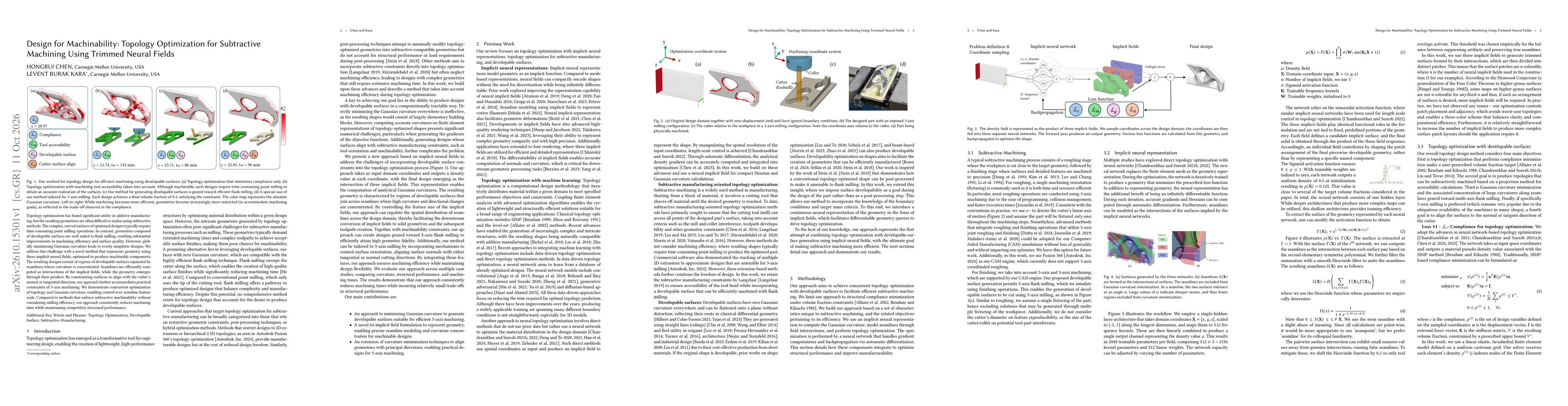 Thumbnail for Design for Machinability: Topology Optimization for Subtractive Machining Using Trimmed Neural Fields