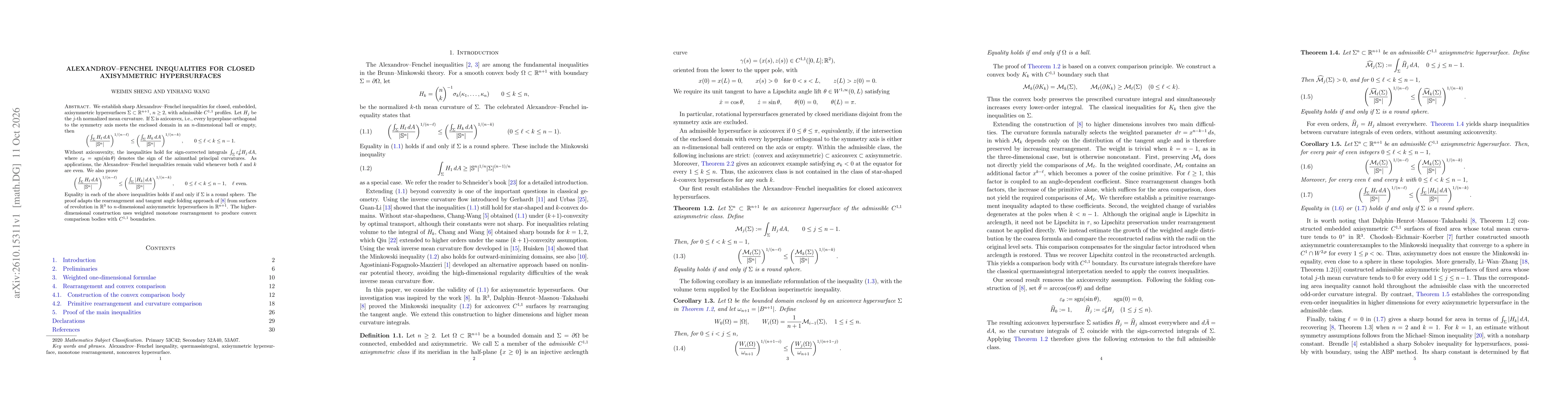 Thumbnail for Alexandrov--Fenchel inequalities for closed axisymmetric hypersurfaces