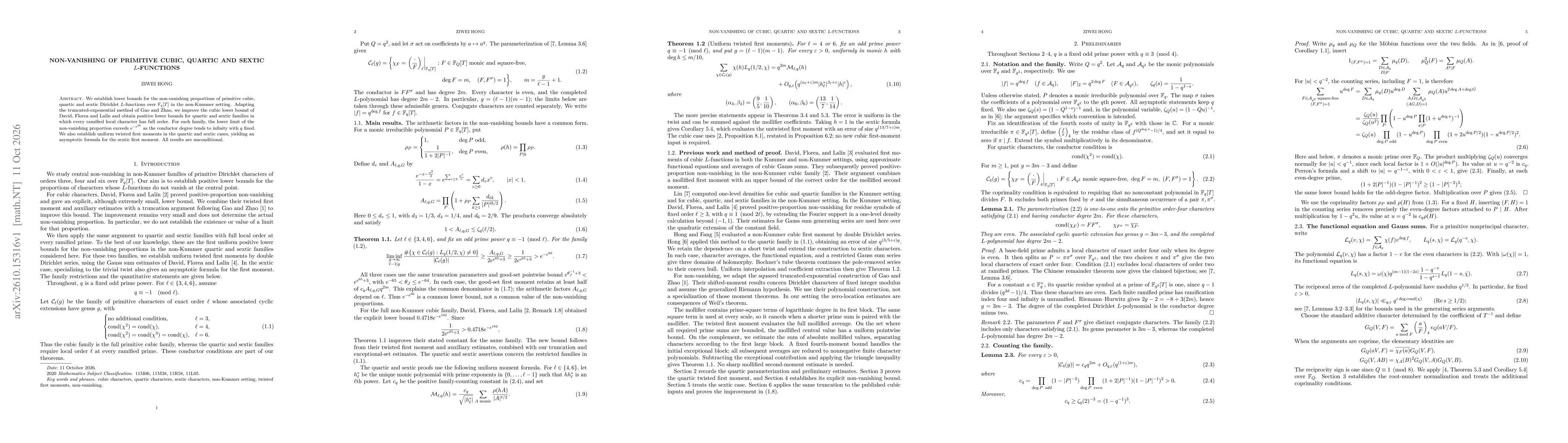Thumbnail for Non-vanishing of primitive cubic, quartic and sextic L-functions