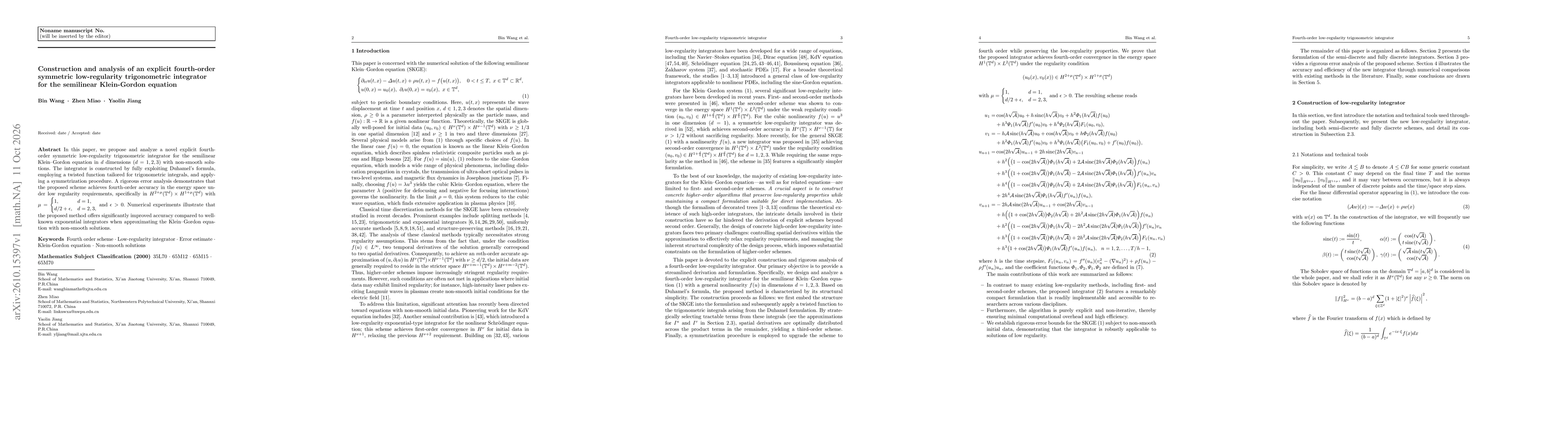 Thumbnail for Construction and analysis of an explicit fourth-order symmetric low-regularity integrator for the semilinear Klein-Gordon equation