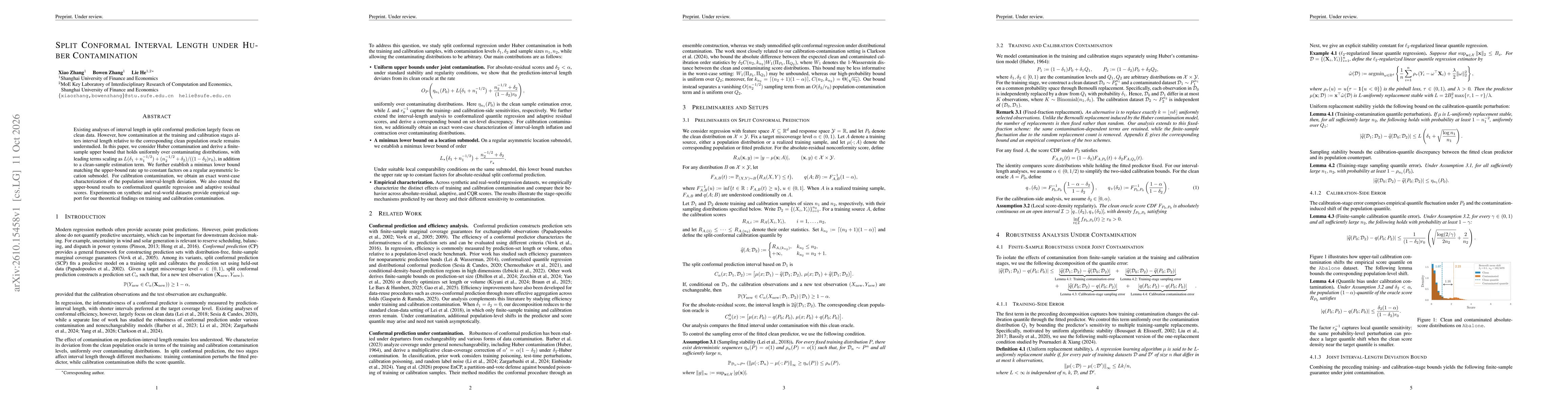 Thumbnail for Split Conformal Interval Length under Huber Contamination