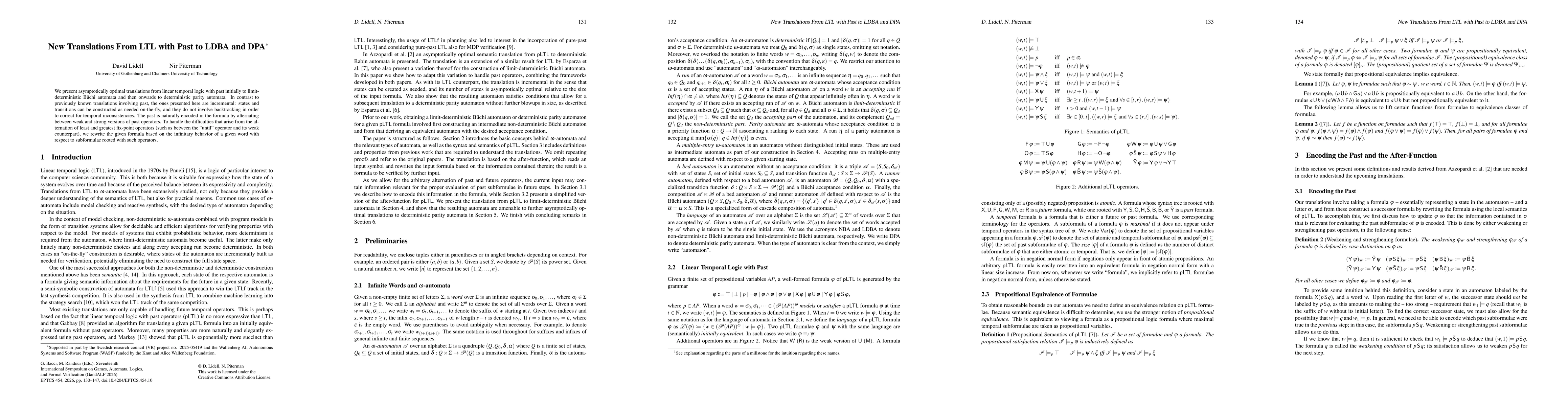 Thumbnail for New Translations From LTL with Past to LDBA and DPA