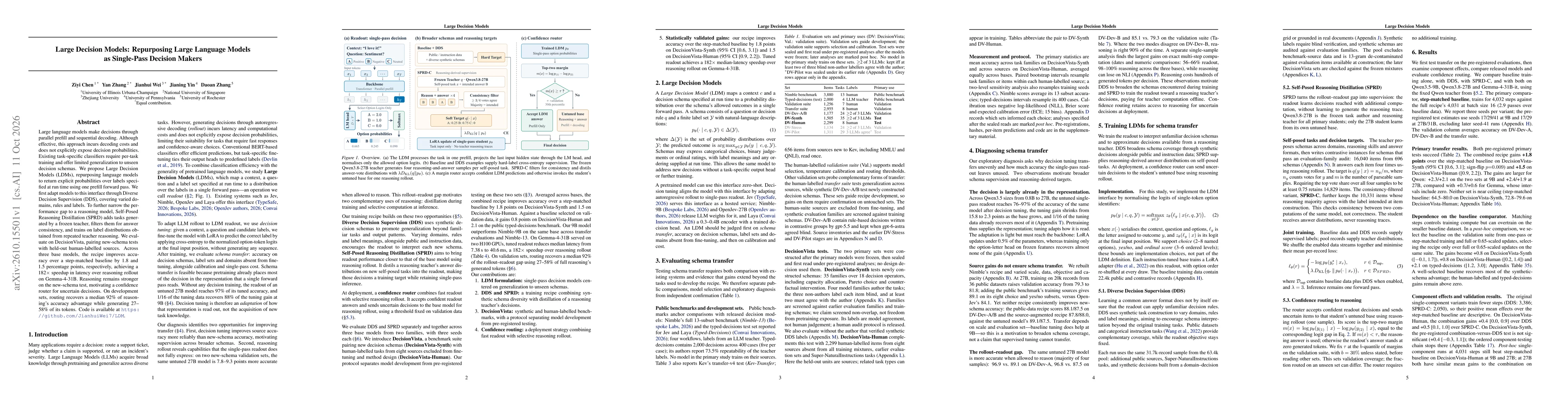 Thumbnail for Large Decision Models: Repurposing Large Language Models as Single-Pass Decision Makers