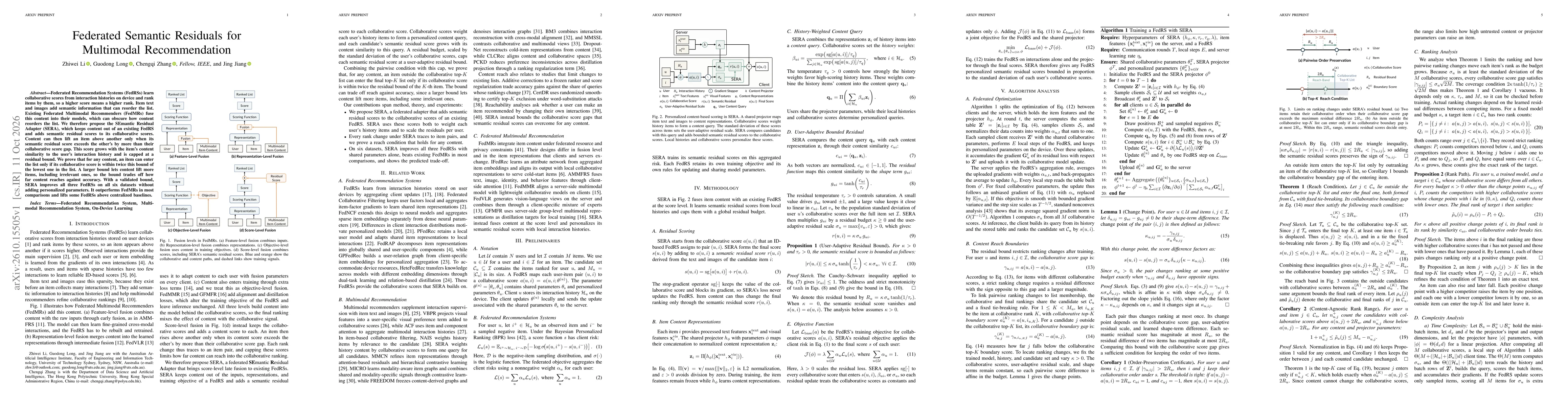 Thumbnail for Federated Semantic Residuals for Multimodal Recommendation