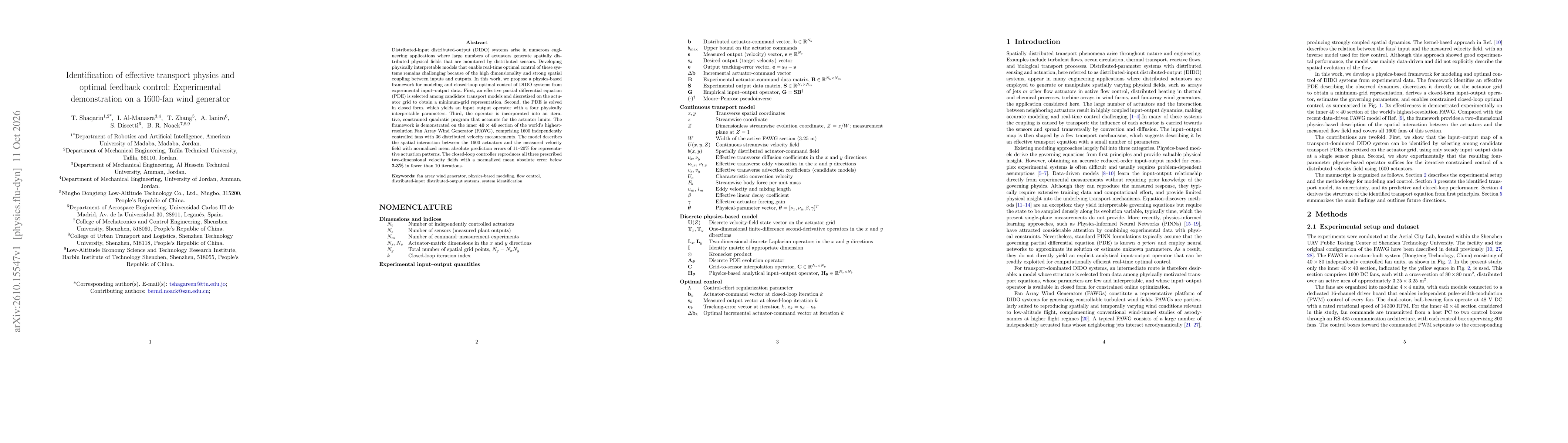 Thumbnail for Identification of effective transport physics and optimal feedback control: Experimental demonstration on a 1600-fan wind generator