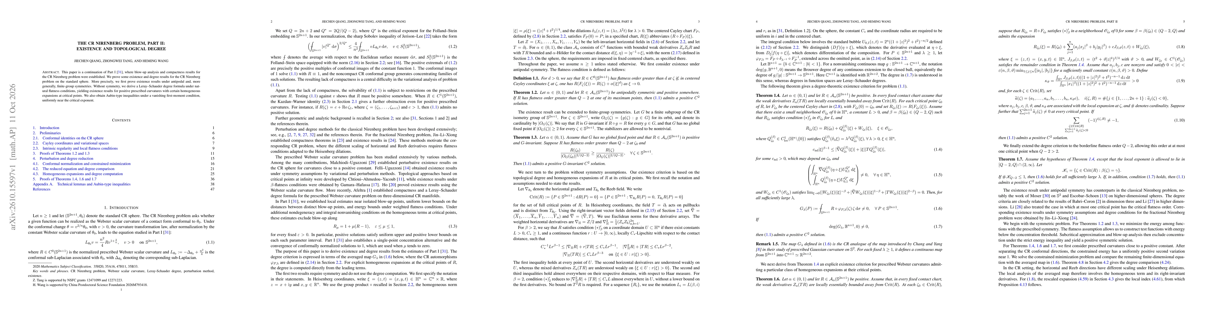 Thumbnail for The CR Nirenberg Problem, Part II: Existence and Topological Degree