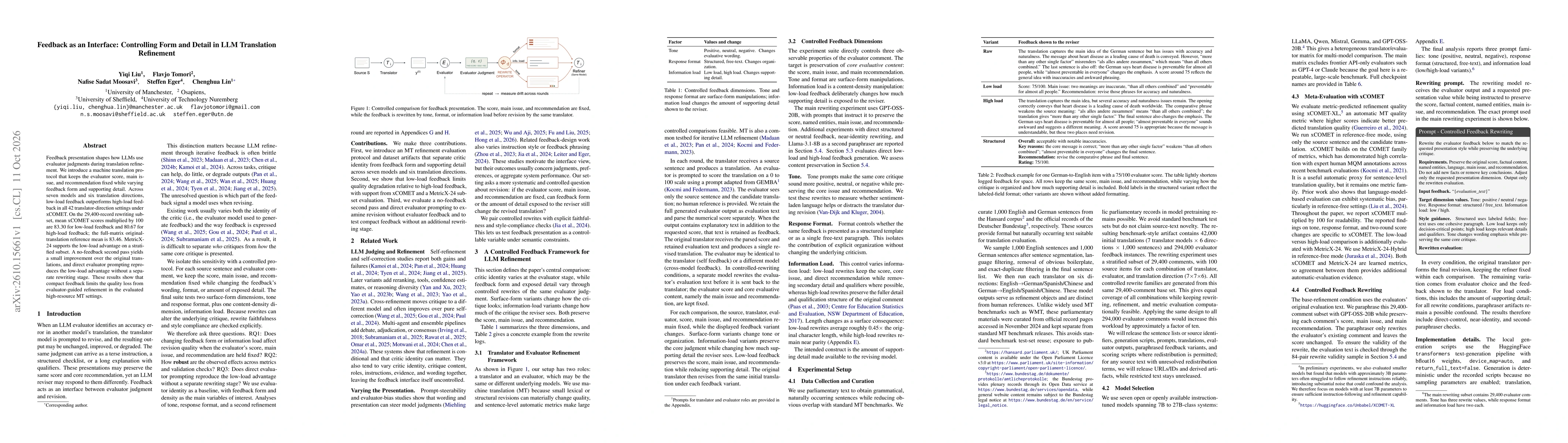 Thumbnail for Feedback as an Interface: Controlling Form and Detail in LLM Translation Refinement
