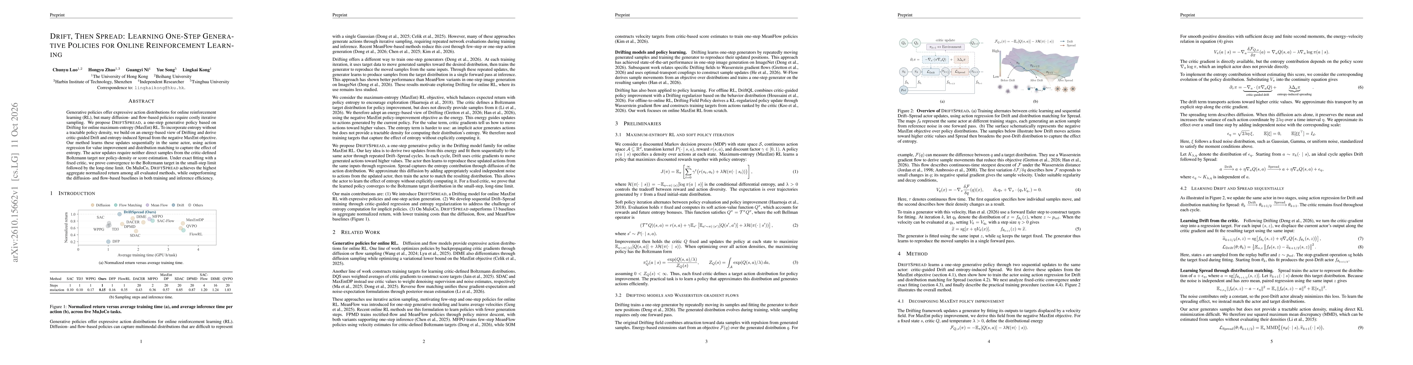 Thumbnail for Drift, Then Spread: Learning One-Step Generative Policies for Online Reinforcement Learning