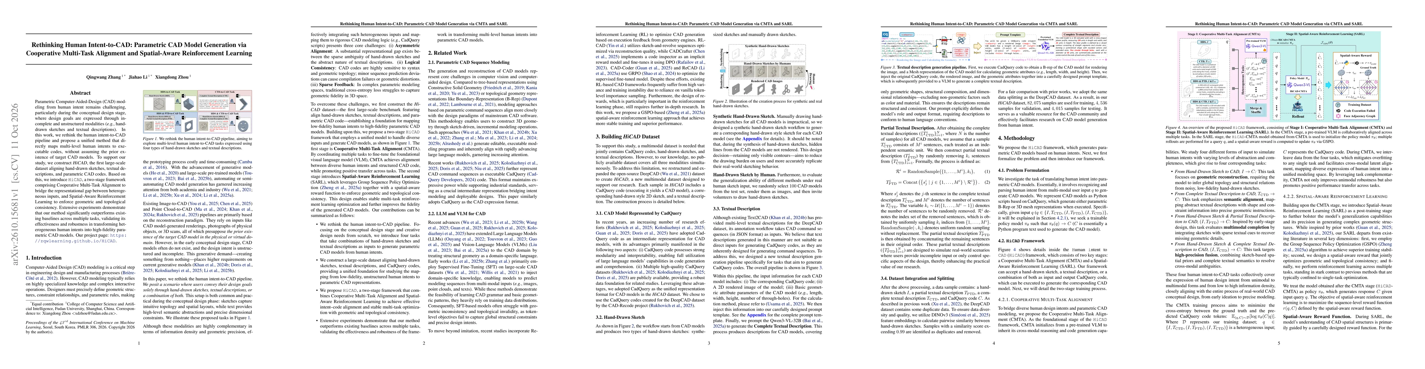 Thumbnail for Rethinking Human Intent-to-CAD: Parametric CAD Model Generation via Cooperative Multi-Task Alignment and Spatial-Aware Reinforcement Learning